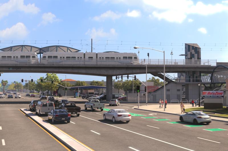Rendering of Story Road elevated light rail station