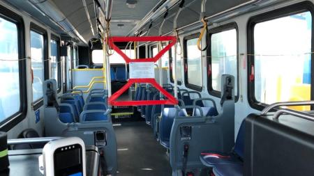interior of bus showing taped off area