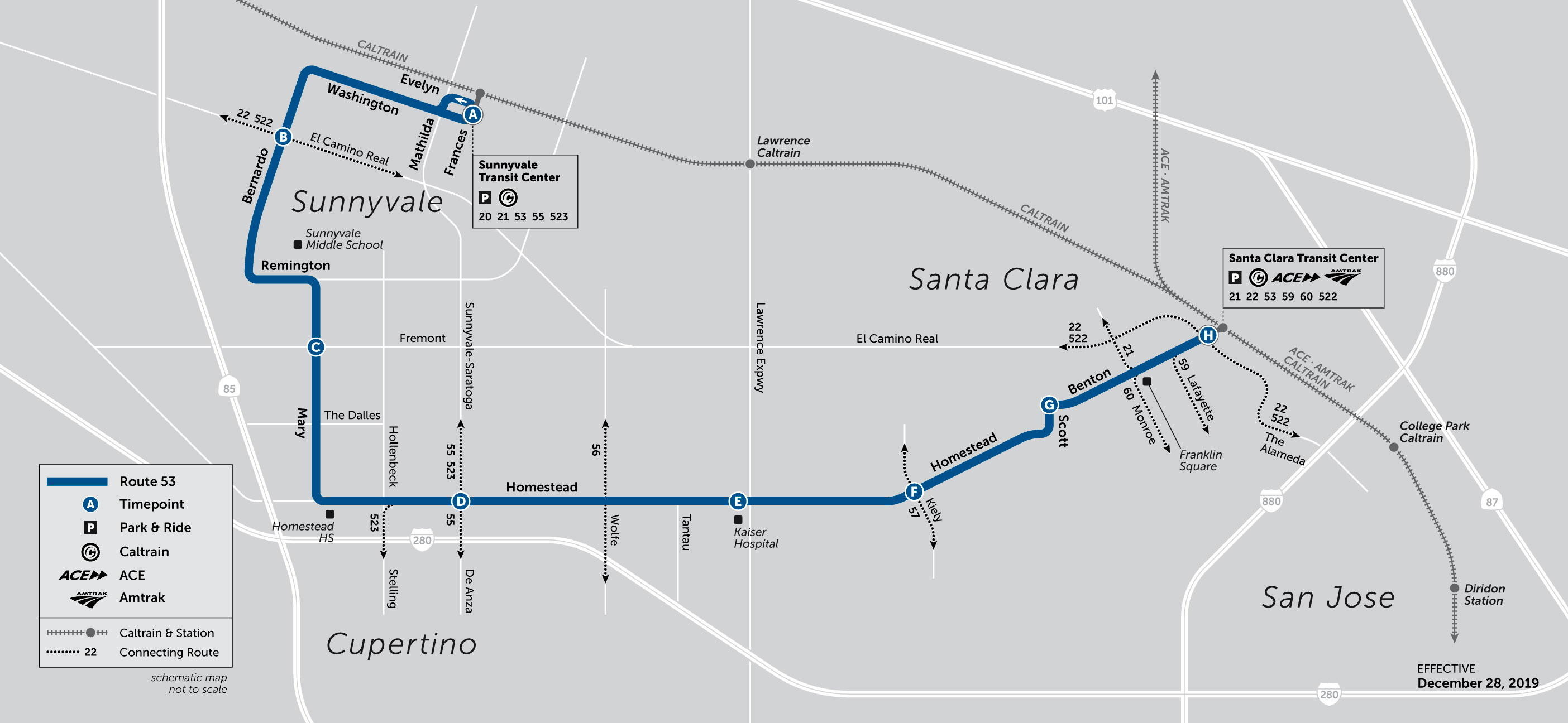 53 Bus Route Vta Sf Bay Transit.