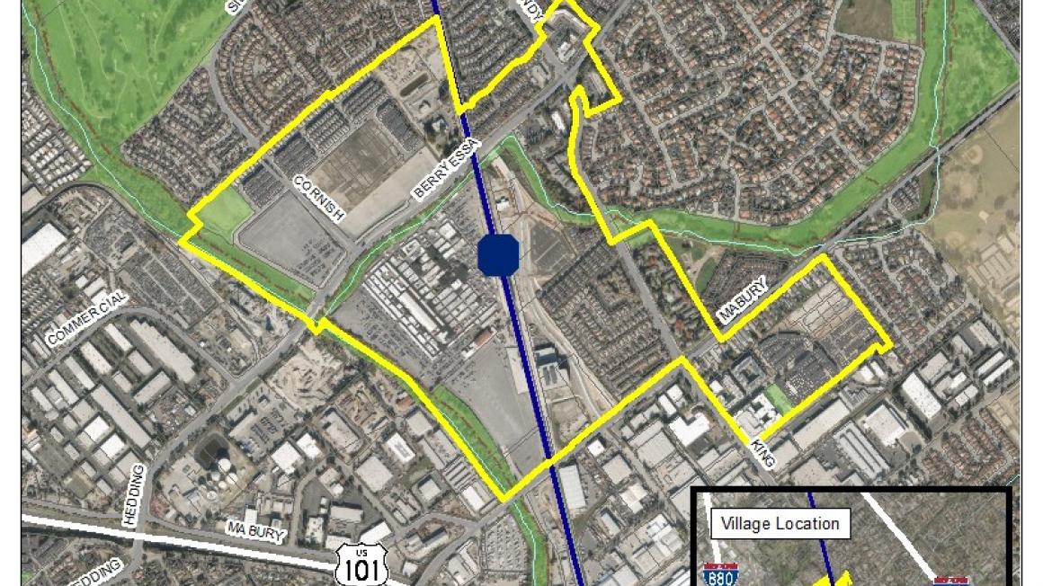 Map showing boundaries of Berryessa BART development area