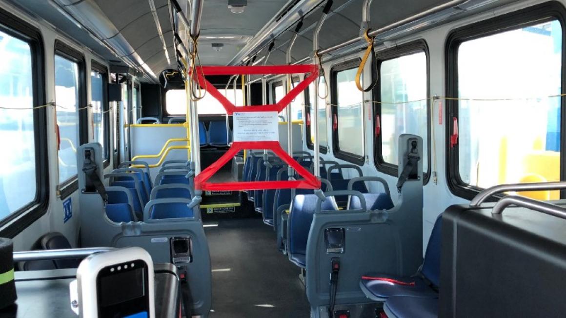 interior of bus showing taped off area