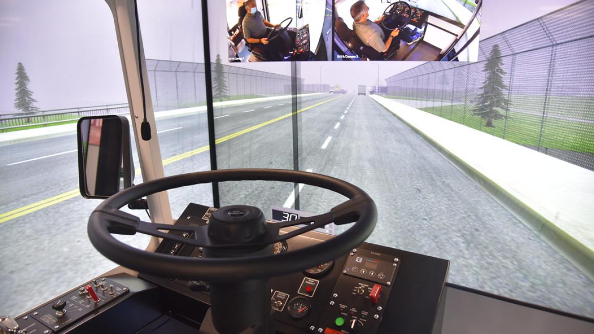 steering wheel view of simulator