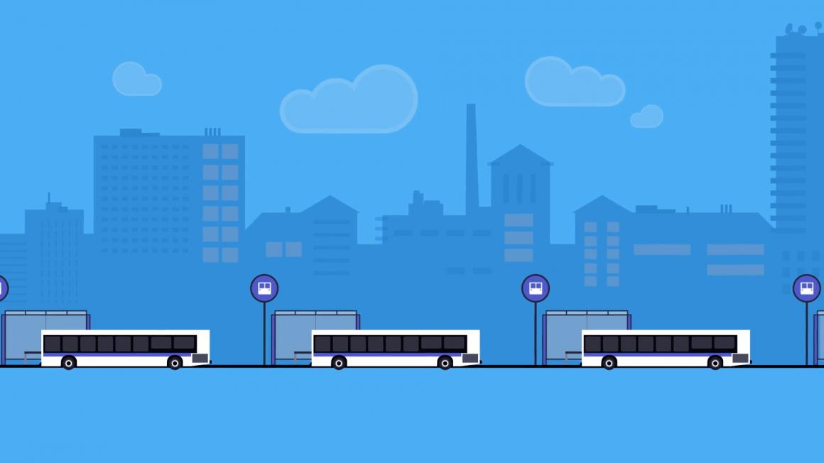 Graphic showing three buses lined up