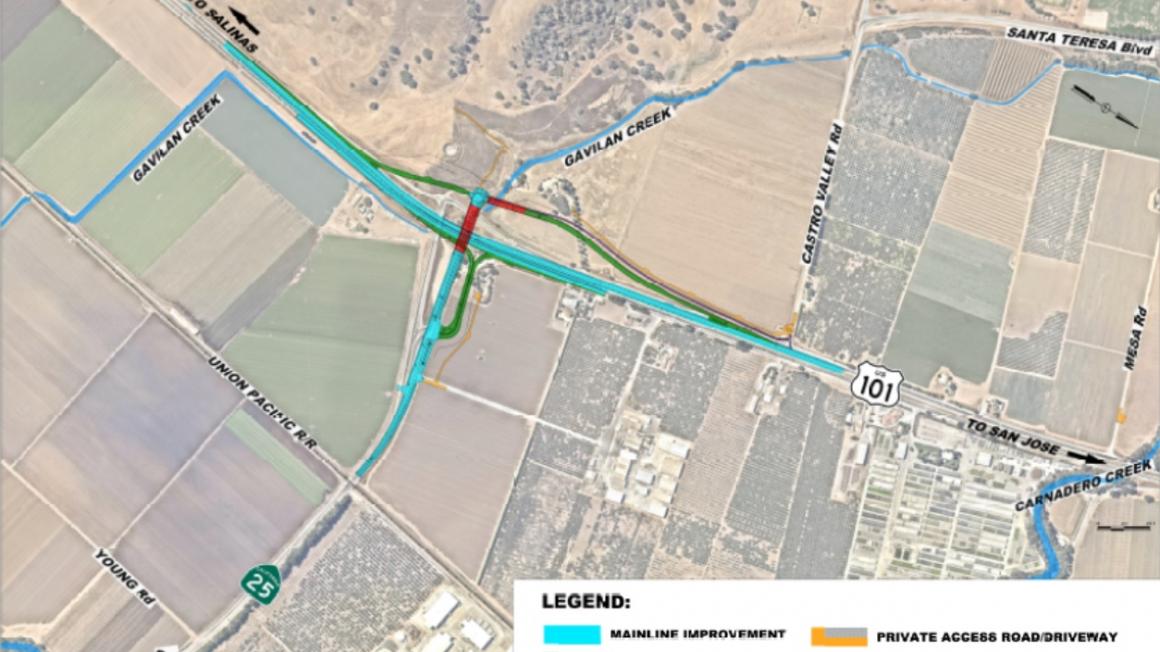 MAP - Preliminary layout for the US 101/SR 25 Intersection Improvement (Phase 2)