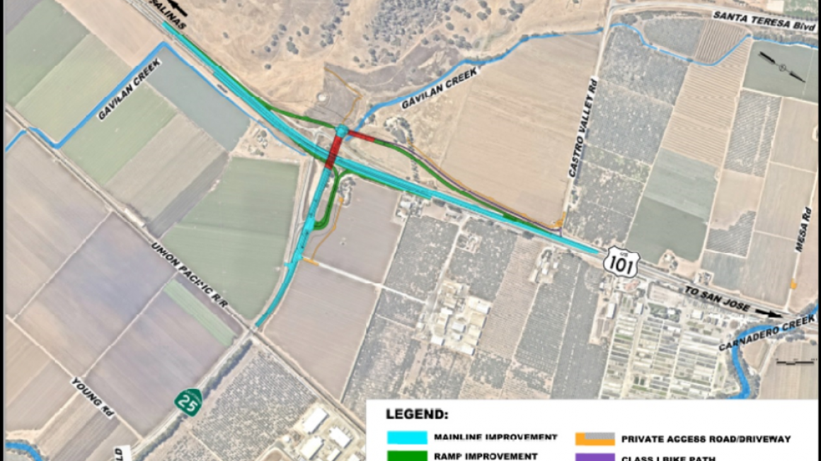US 101 - SR 25 interchange project map