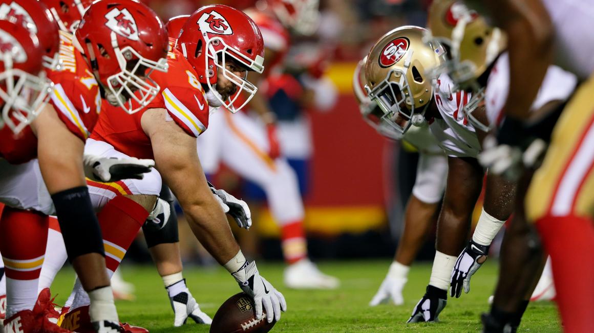 49ers and Kansas City players on field