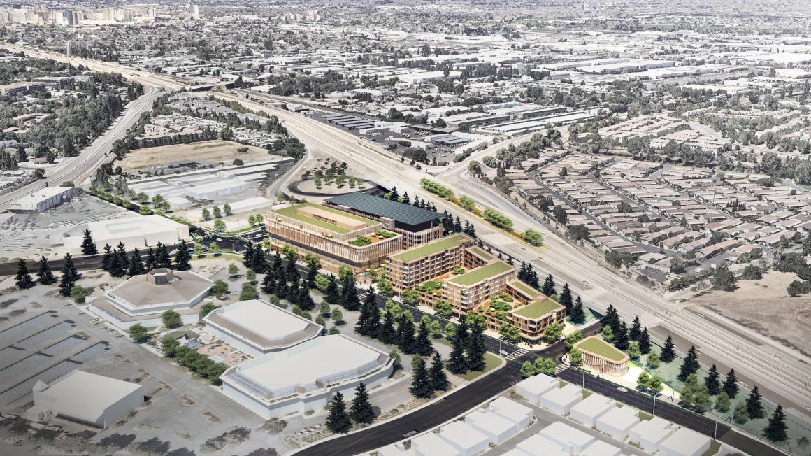aerial view of future Curtner Station transit-oriented development