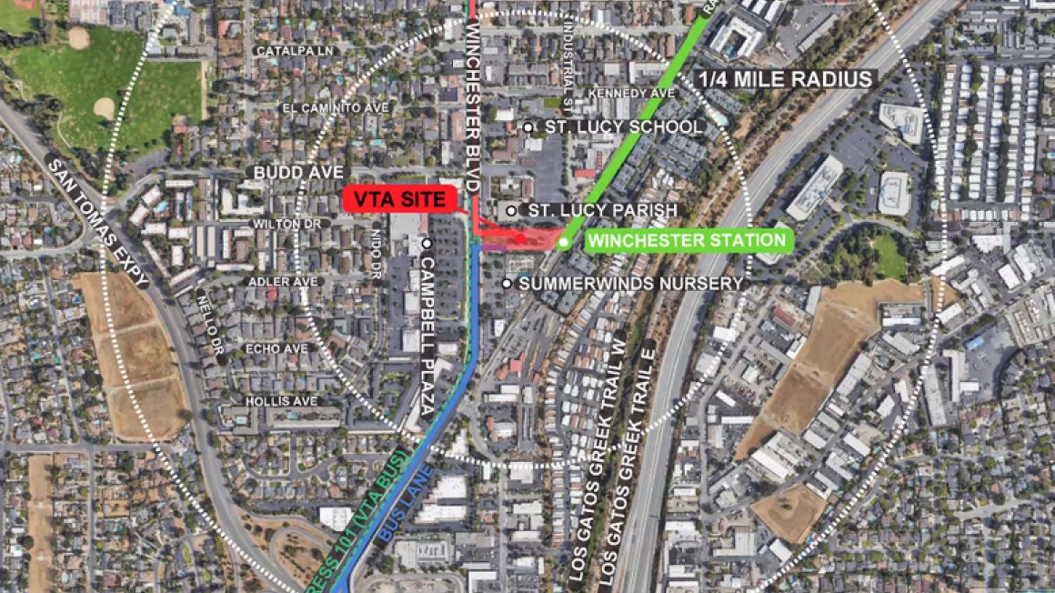 Map of potential winchester station transit-oriented development