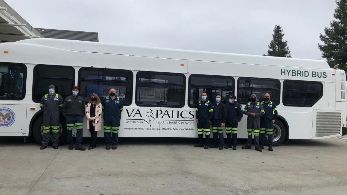 North Yard Mechanics Stand Next to Palo Alto VA Bus