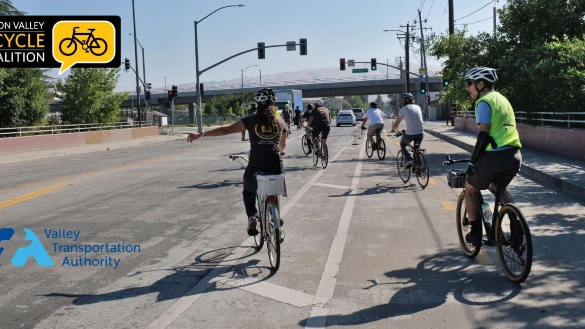 Image of bicyclists riding on a city street