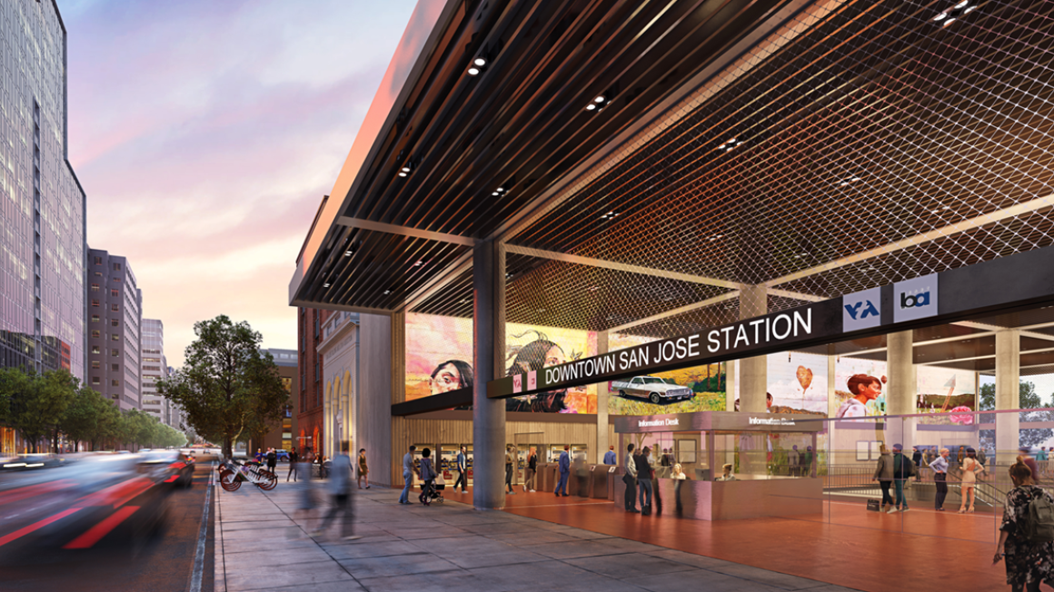Artist's rendering of Downtown SJ BART station entrance