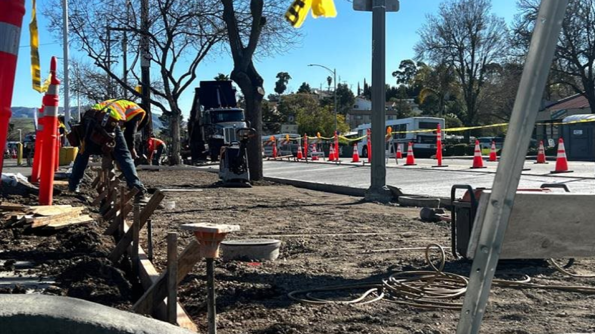 construction work at bus stop