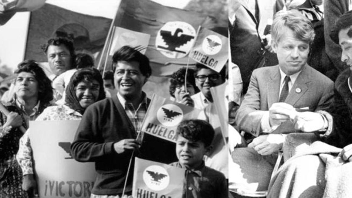Cesar Chavez photo demonstrating and with Bobby Kennedy