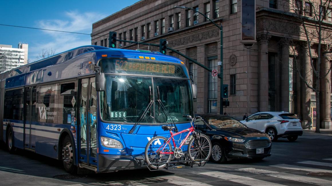 VTA blue bus driving