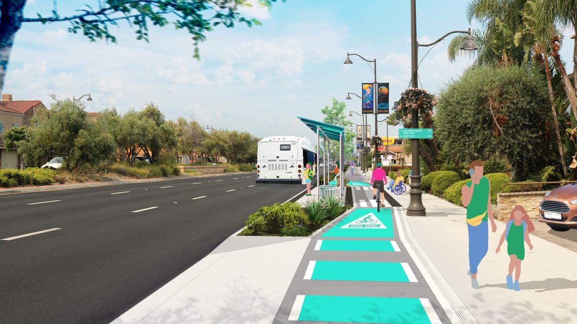 VTA Protected Bicycle Lane on El Camino Real