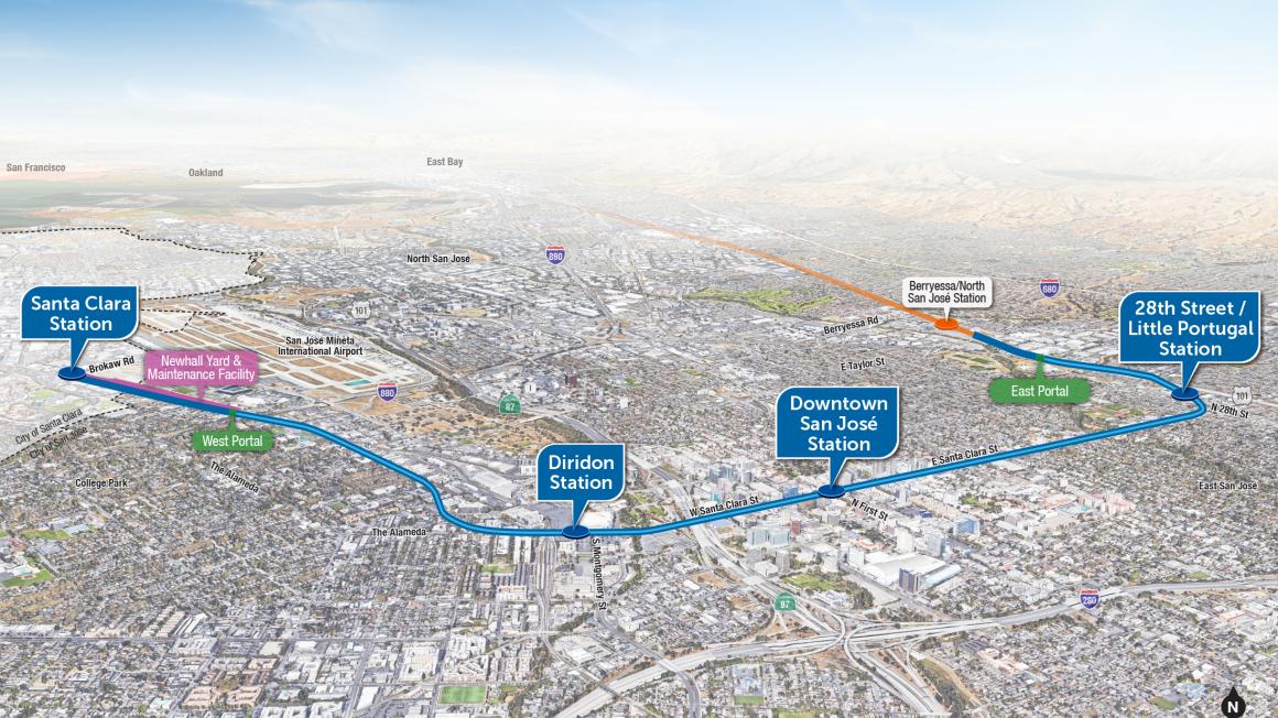 VTA's BART Phase 2 alignment map