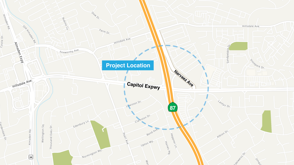 map of Capitol Expressway and Highway 87
