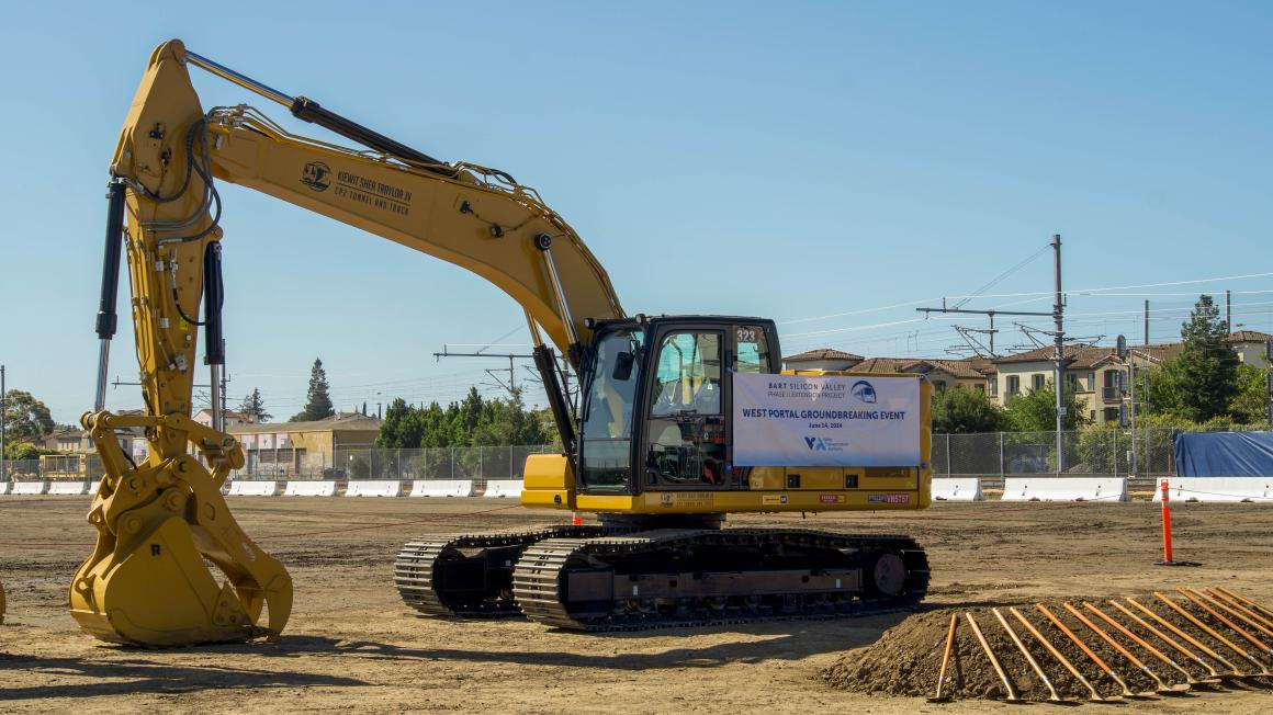 image of bulldozer on BART Phase II construction site