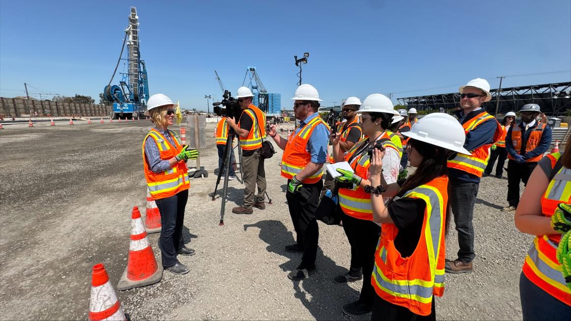 BART SV staff talking to reporters