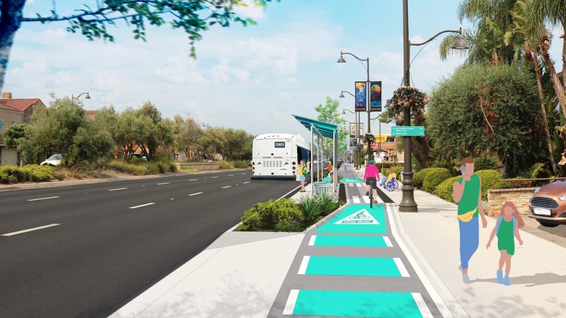 rendering of central bikeway segment