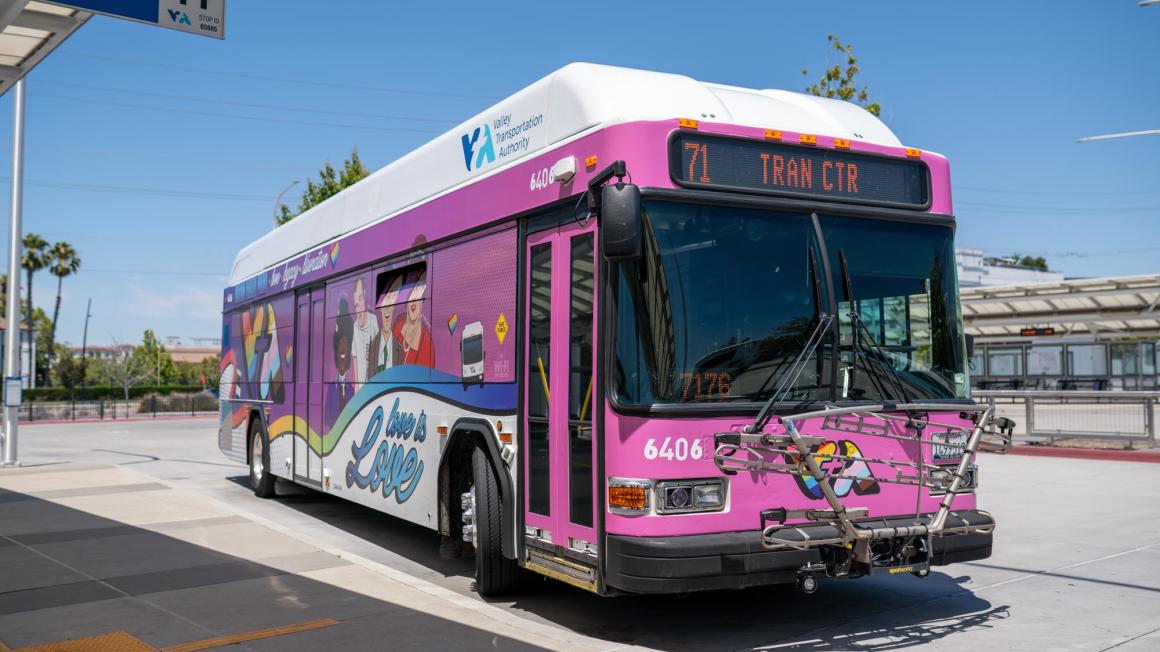 VTA Pride Bus on the street