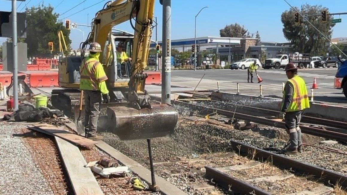 Light Rail Track Construction Work