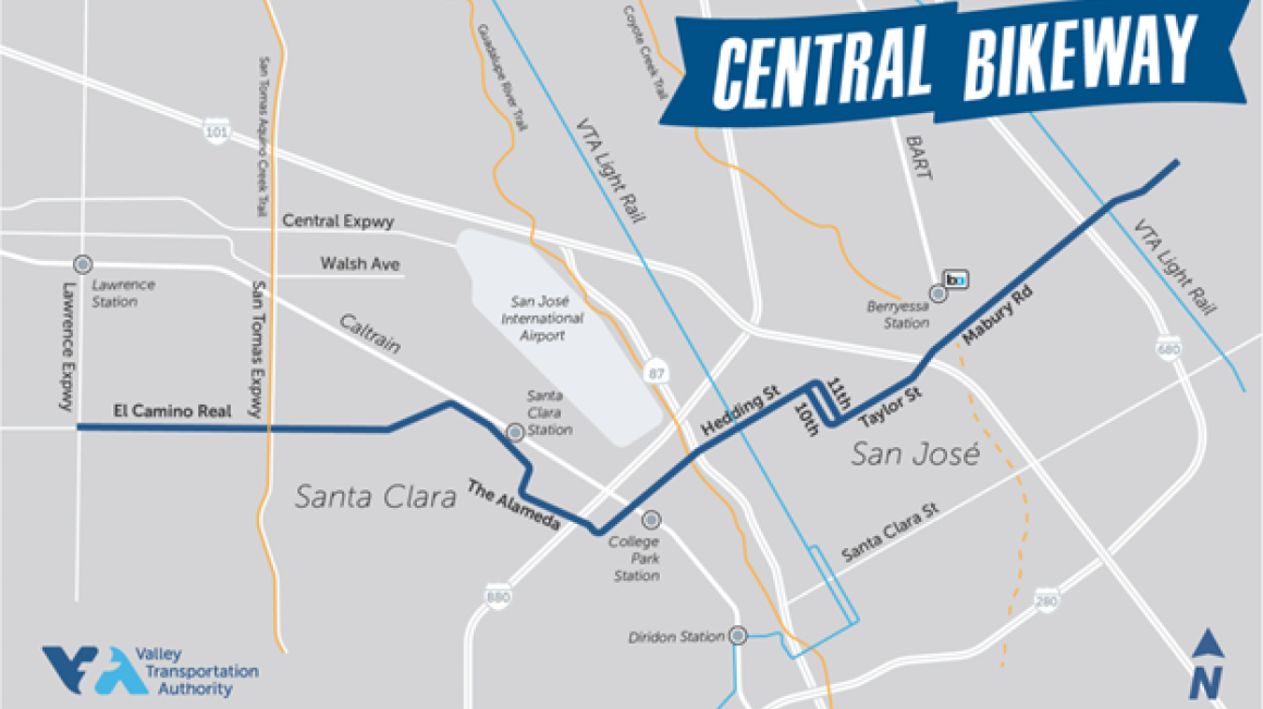 map of central bikeway project in santa clara county