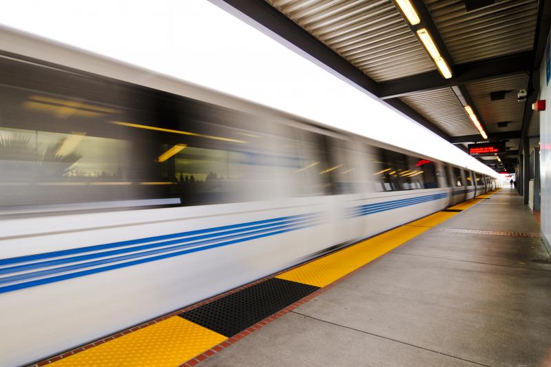 Image of a BART train in station