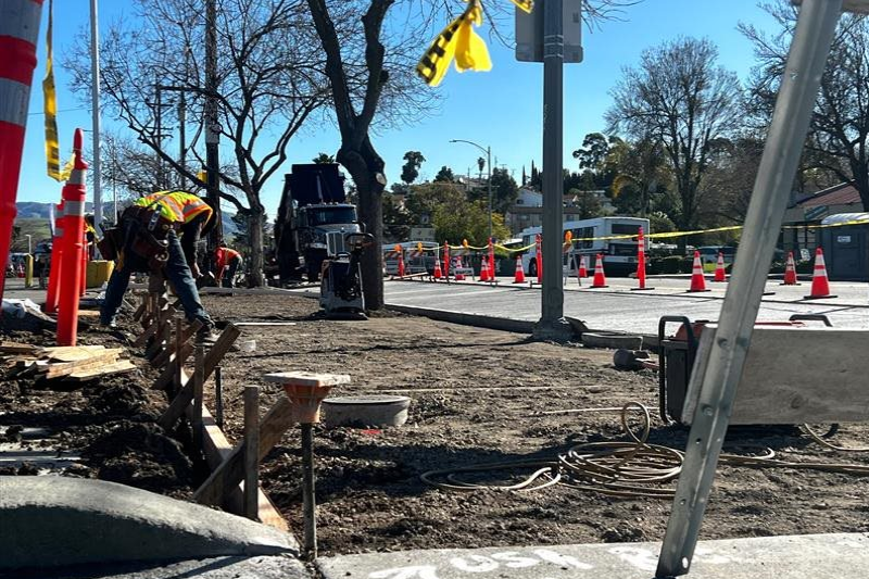 construction work at bus stop