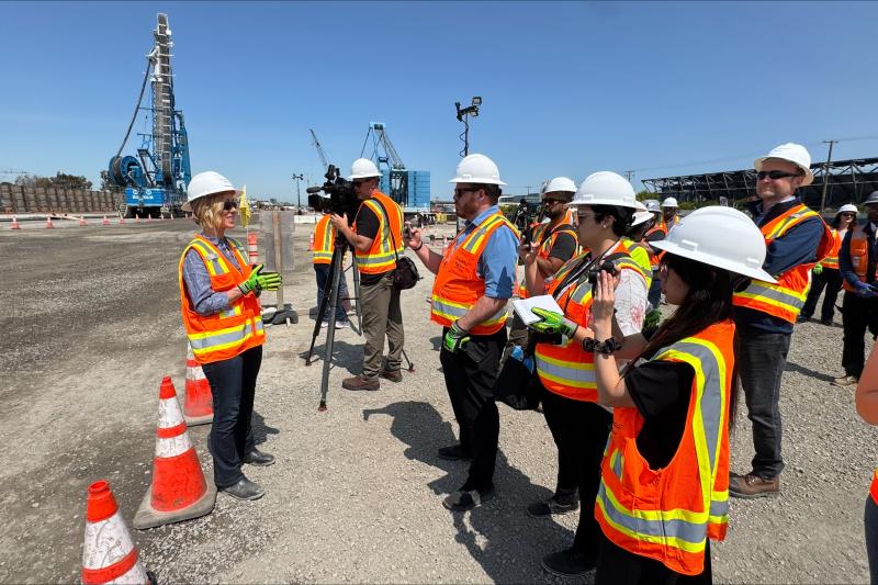 BART SV staff talking to reporters