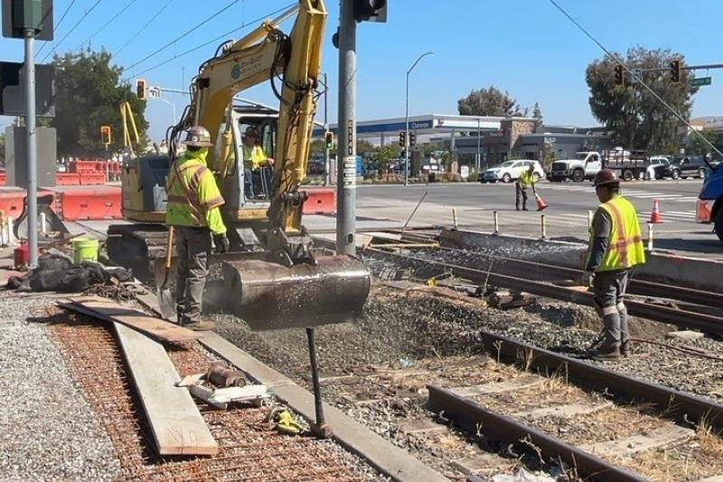 Light Rail Track Construction Work