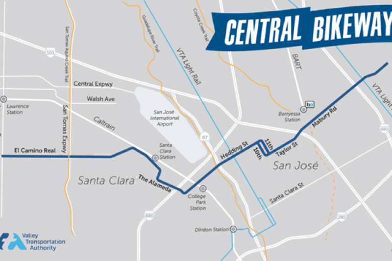 map of central bikeway project in santa clara county