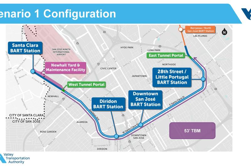 map of BART silicon Valley Phase two alignment with stations