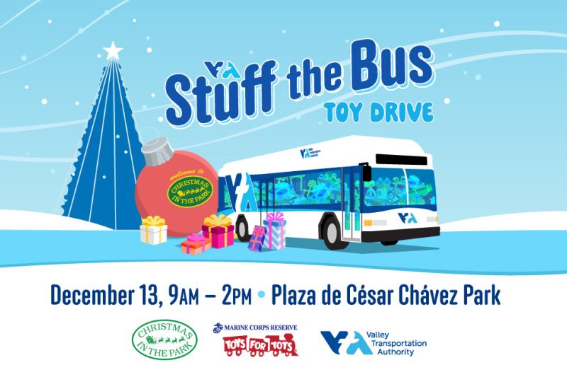 VTA Stuff the Bus December 13 at Plaza de Cesar Chavez Park