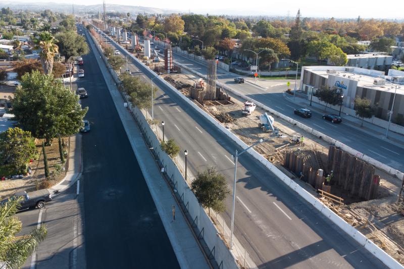 aerial view of Eastridge to BART Regional Connector alignment