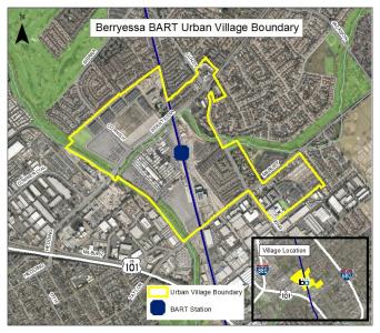 Map showing boundaries of Berryessa BART development area