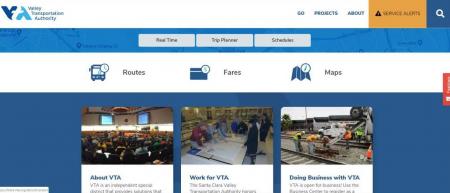 new VTA website homepage