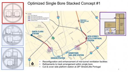 map of optimized single bore tunnel