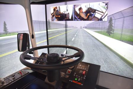 steering wheel view of simulator