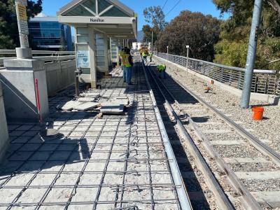 construction on Hamilton station platform