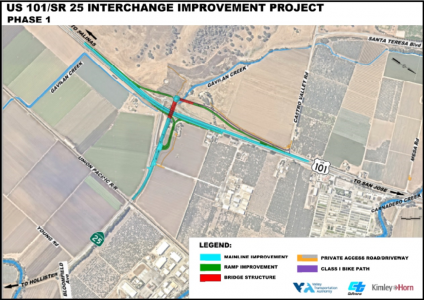 US 101 - SR 25 interchange project map