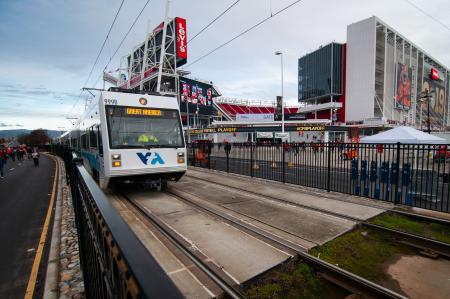 Train in front of Levis