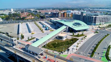 aerial view of milpitas bart station