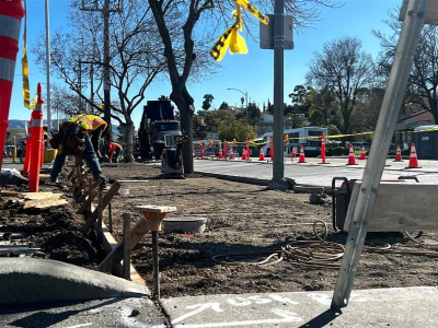 construction work at bus stop