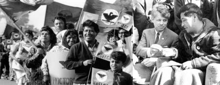 Cesar Chavez photo demonstrating and with Bobby Kennedy