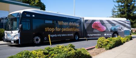 VTA bus wrapped with bike safety message