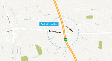 map of Capitol Expressway and Highway 87