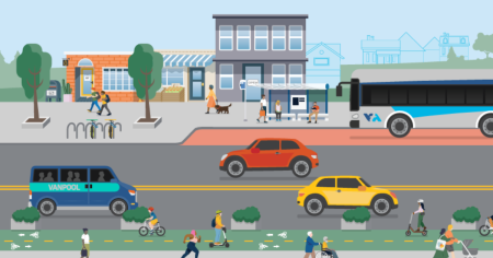 City street with VTA bus and cars 