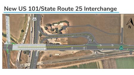 aerial photo of interchange at 101 and 25