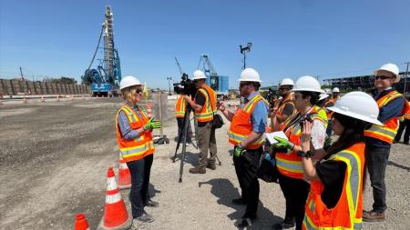 BART SV staff talking to reporters
